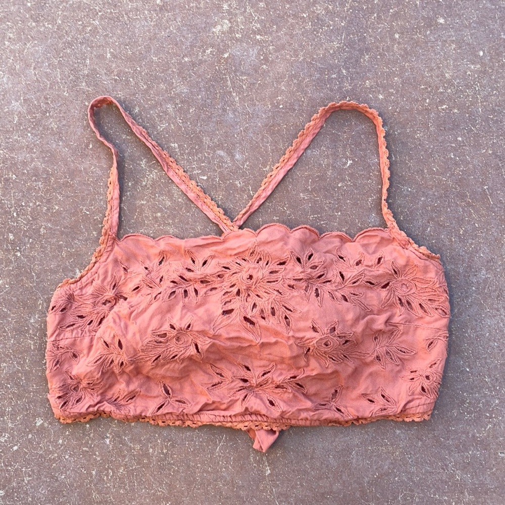 Free people Embroidered Bralette Crop Top Canyon